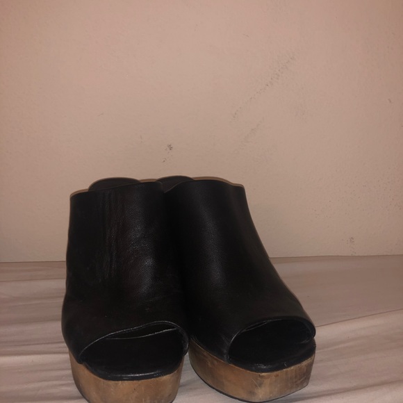 Kelsi Dagger Heels — Wedge Style, Black LEATHER - Picture 3 of 3